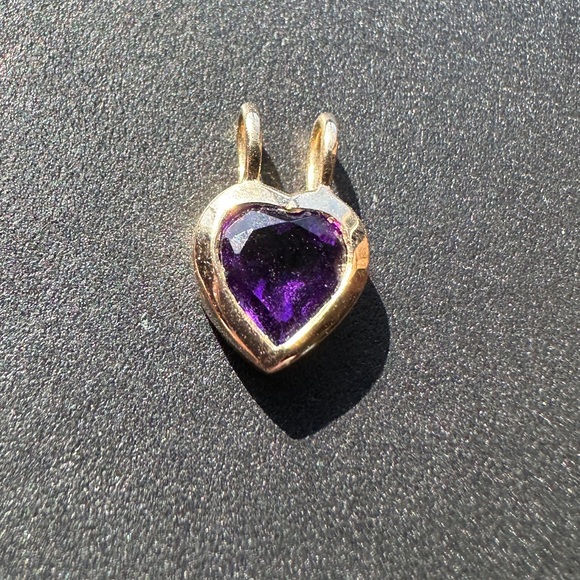 Jane Win Jewelry - Jane Win LOVE Rainbow Birthstone Pendant in Solid Gold & Amethyst
